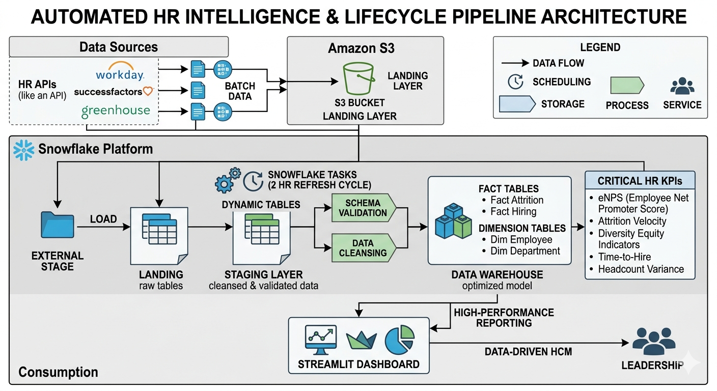Snowflake-Driven HR Intelligence & Streamlit Analytics